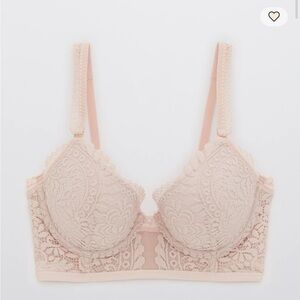 Aerie real power plunge push up lace bra 32C